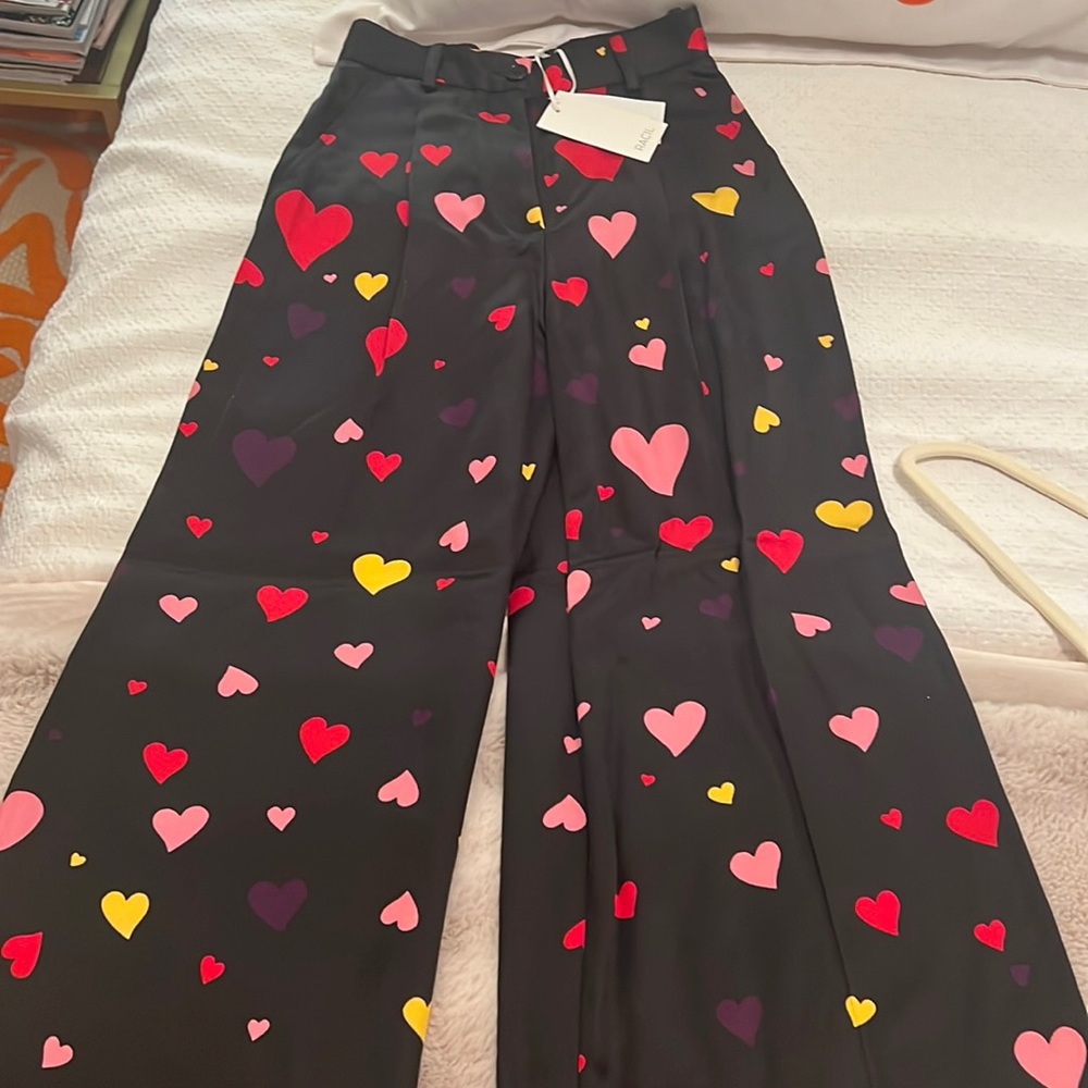 Racil flare pants NWT size twill trousers, hearts, size small